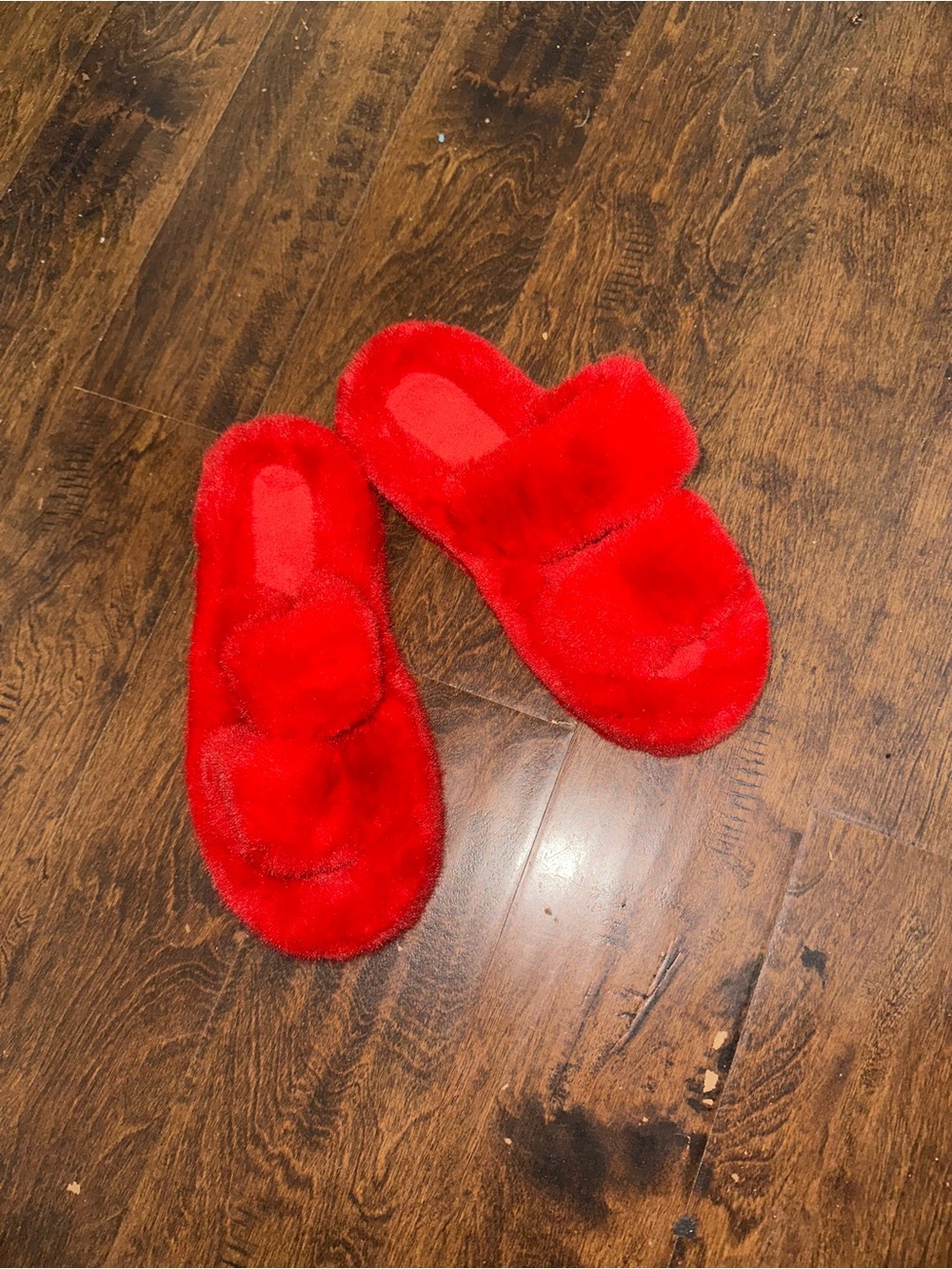 Red Furry Slide Slippers - Picture 7 of 11